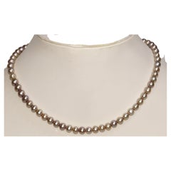 14k Gold Light Gray Pearl necklace 7mm Freshwater Light Gray Pearl necklace