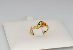 Lily calla 14k gold ring with sapphire