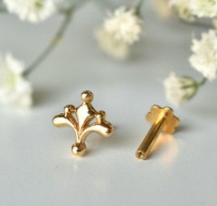14k Gold Lily Nose Piercing Minimalist Nose Ear Body Piercing Birthday Nose Ring