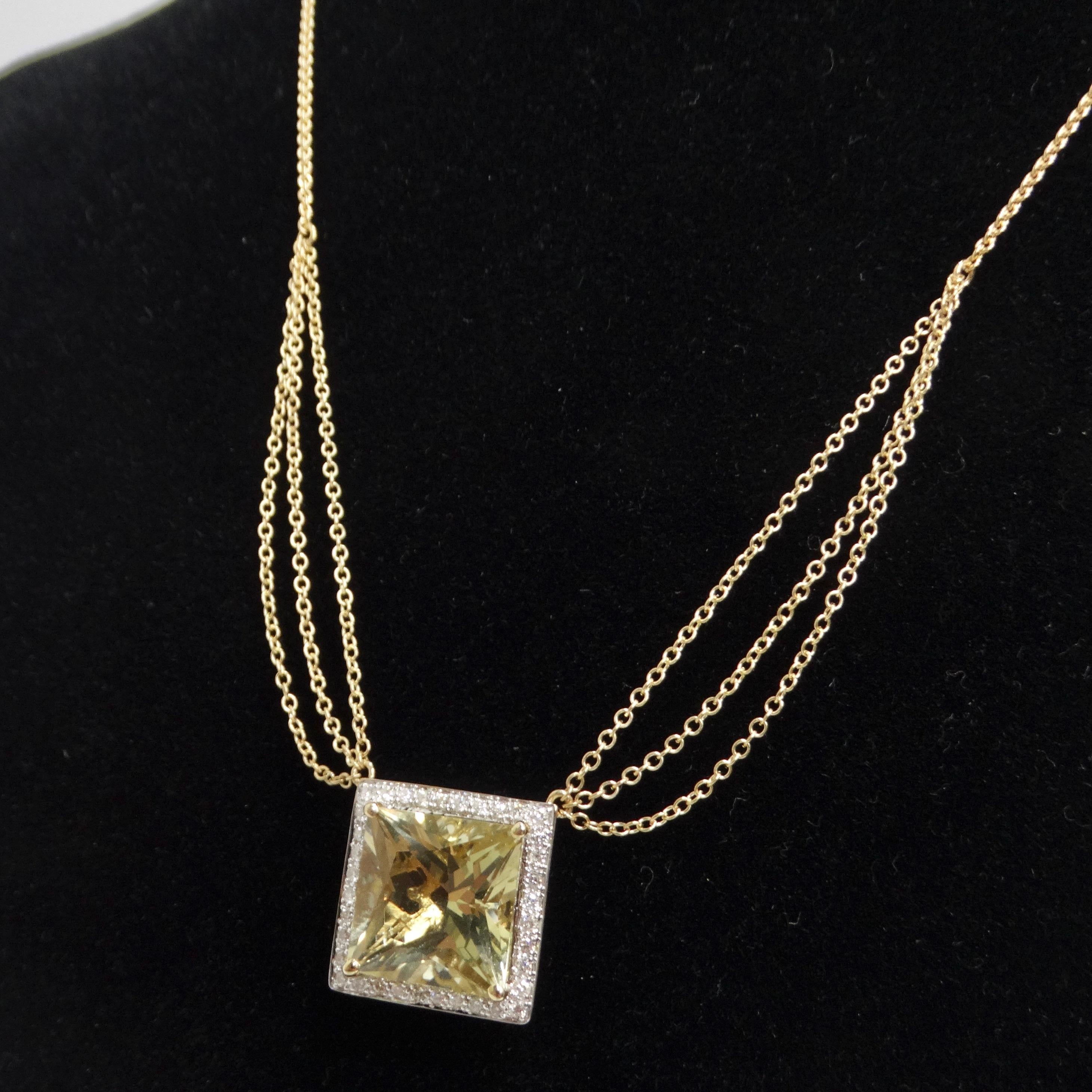 14K Gold Citrine Diamond Necklace For Sale 6