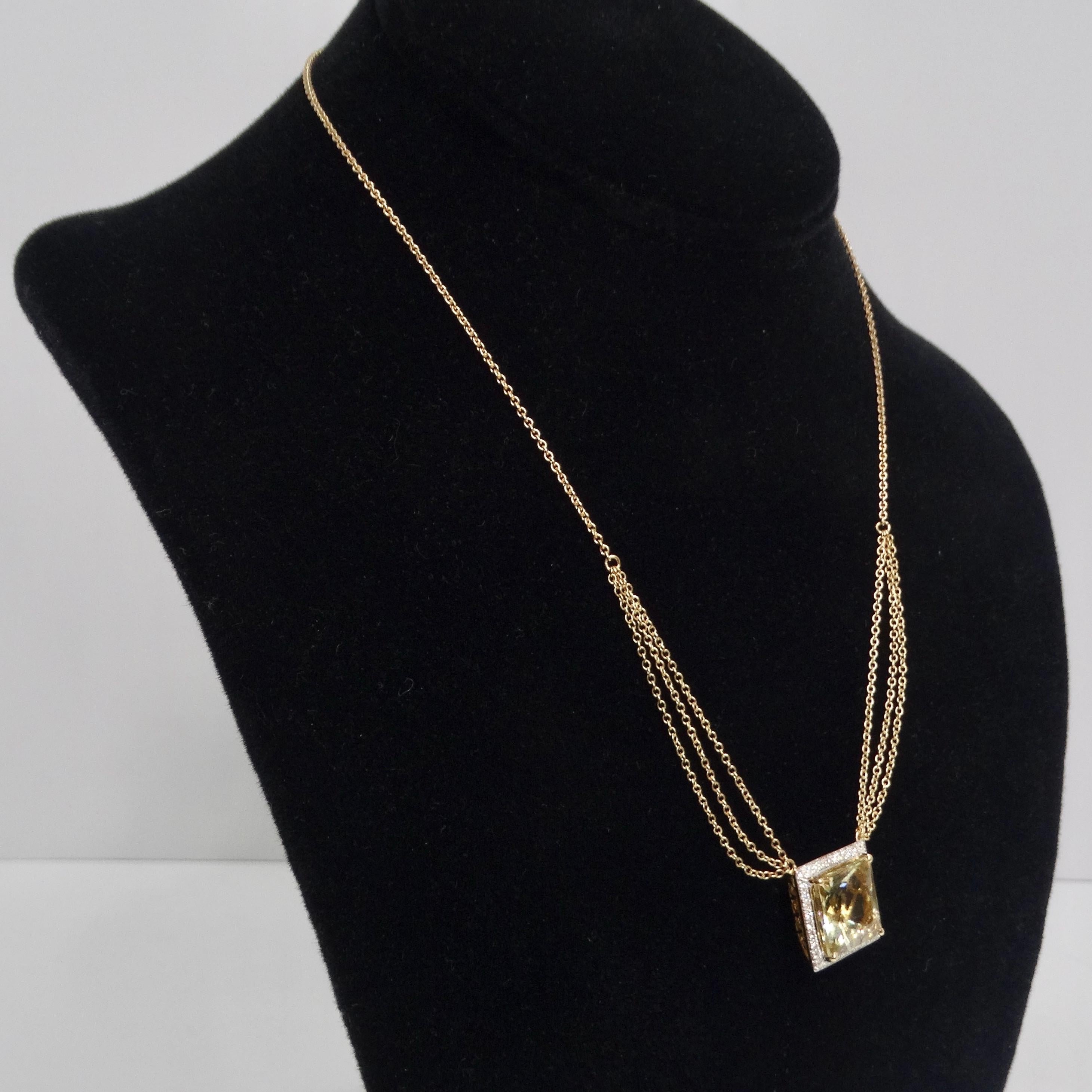 14K Gold Citrine Diamond Necklace For Sale 3