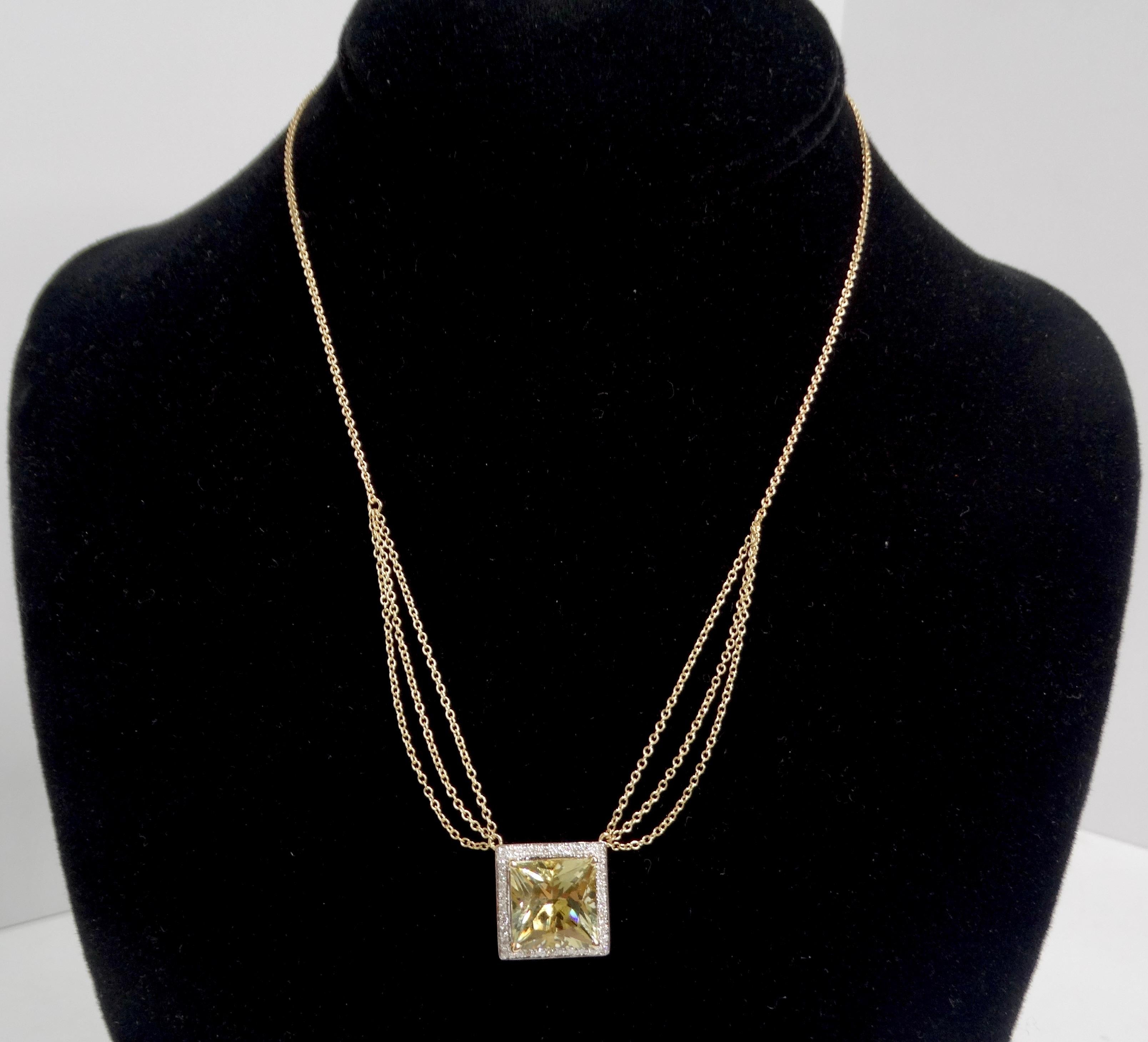 14K Gold Citrine Diamond Necklace For Sale 5