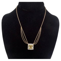 Retro 14K Gold Citrine Diamond Necklace