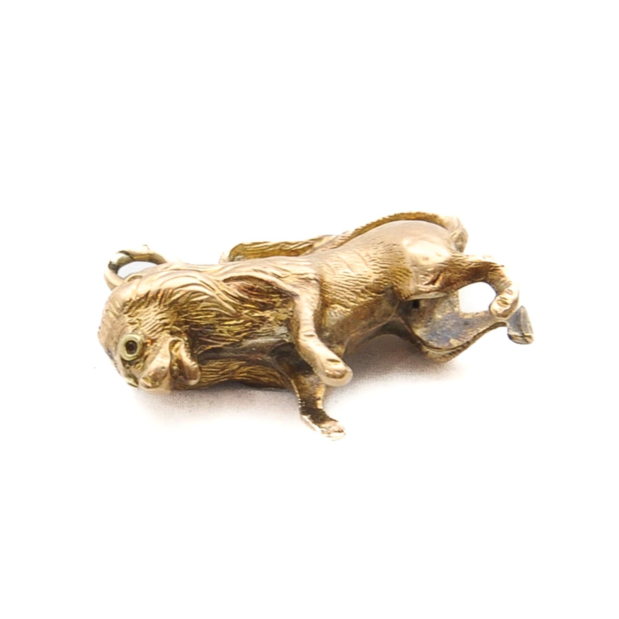 Women's or Men's 14K Gold Mid-Century Lion Leo Zodiac Sign Animal Charm Pendant