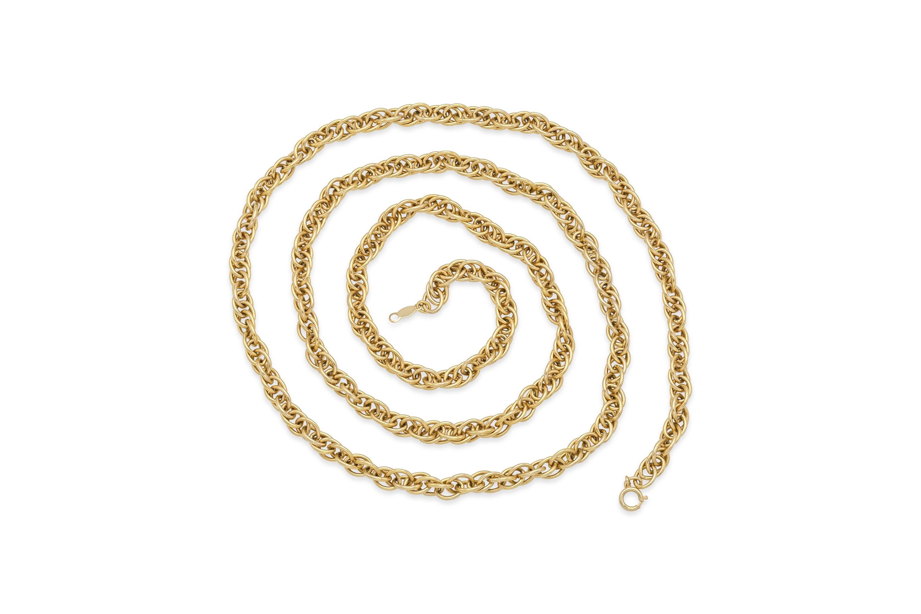 14 Karat Gold Lange Kette Halskette im Zustand „Gut“ im Angebot in New York, NY