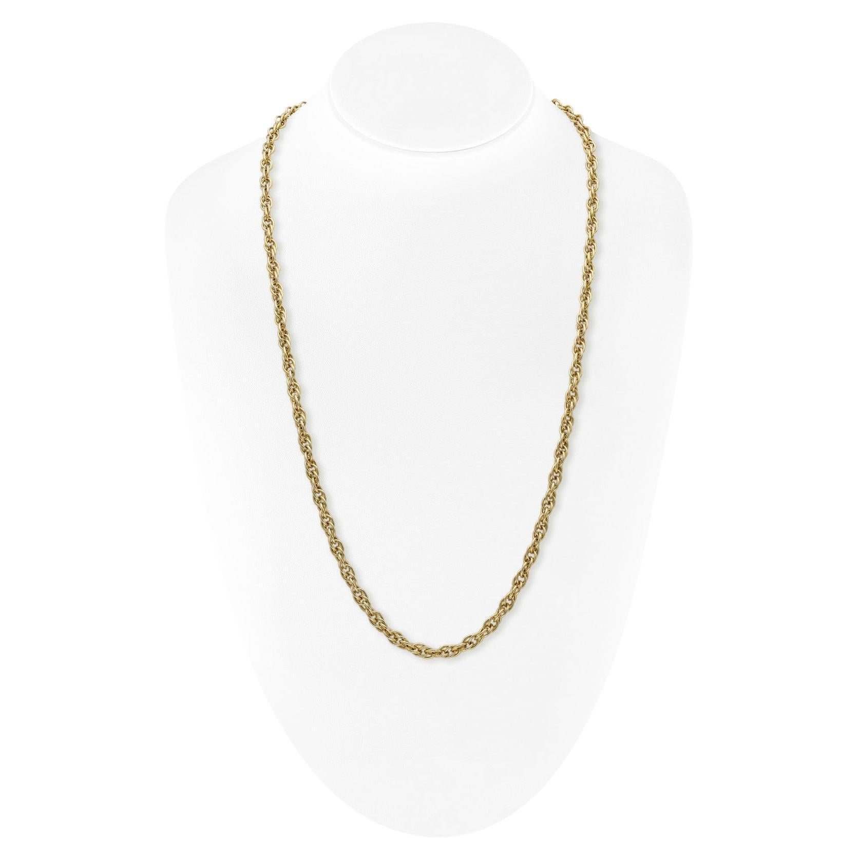 14K Gold Long Chain Necklace For Sale