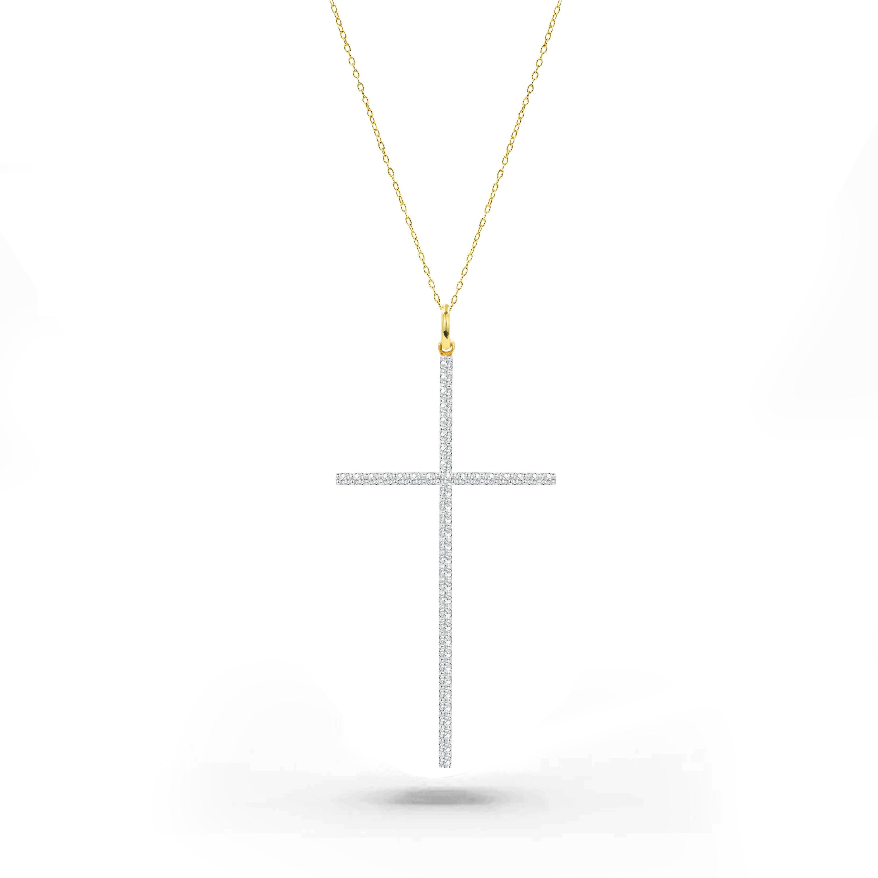 Diamond Cross Pendant with Round Cut Real Natural Diamond in 14K solid gold.
Available in three colors of gold: White Gold / Rose Gold / Yellow Gold.

Lightweight and gorgeous, these are a great gift for anyone on your list. Perfect for everyday