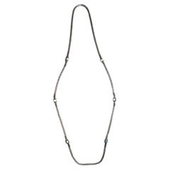 14k Gold Mesh Necklace with Aquamarine and Amethyst