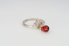 14k Gold Lotus Ring with Garnet, Sapphires and Diamonds