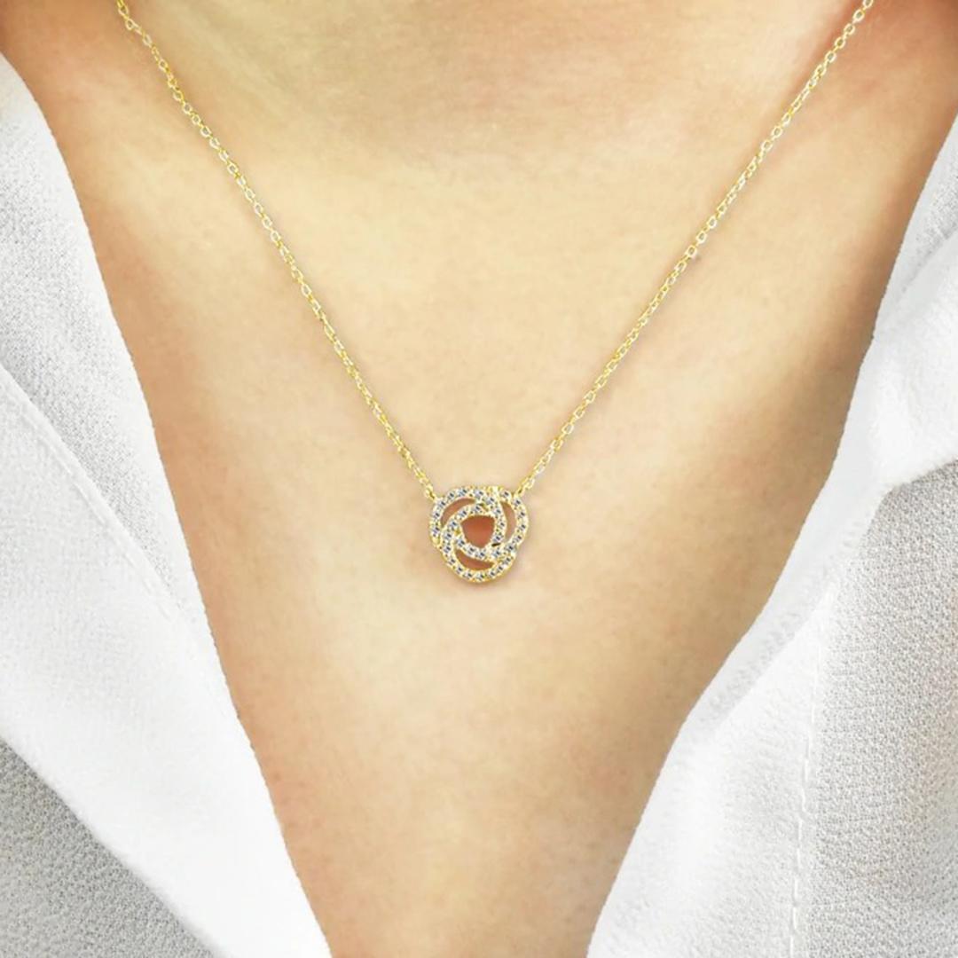 Love Knot Diamond Pendant Necklace is made of 14k solid gold available in three colors of gold, White Gold / Rose Gold / Yellow Gold.

Lightweight and gorgeous natural genuine round cut diamond. Each diamond is hand selected by me to ensure quality