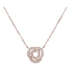 Collier pendentif nœud d'amour en or 14 carats avec pendentif en diamants