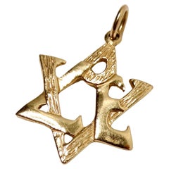 14k Gold "LOVE" Star of David Pendant circa 1990s