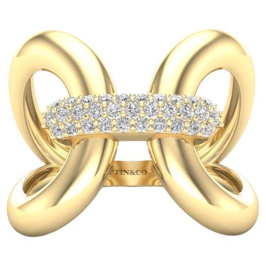 Bague Papillon en or 14K Luxe avec diamants  en vente