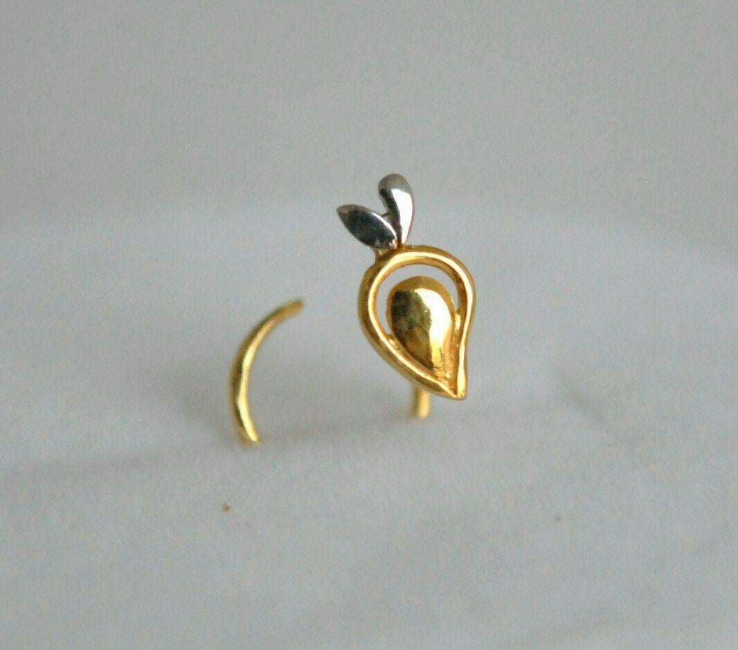 Art Deco 14k Gold Mango Nose Piercing C Wire Nose Ear Piercing Birthday Gift Jewelry. For Sale