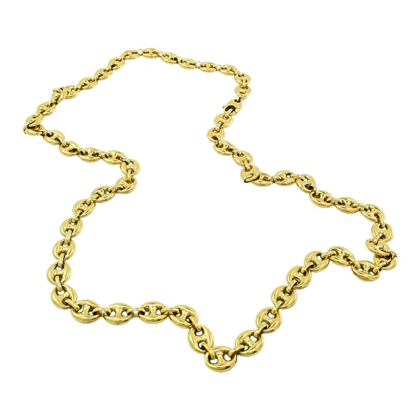 14k Gold Mariner Chain Necklace Anchor Link In Excellent Condition In Beverly Hills, CA