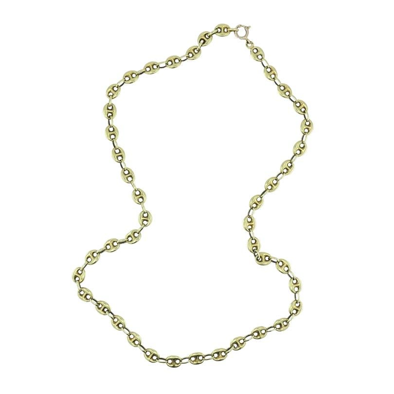 14k Gold Mariner Link Chain Necklace Vintage Jewelry im Zustand „Gut“ im Angebot in Beverly Hills, CA