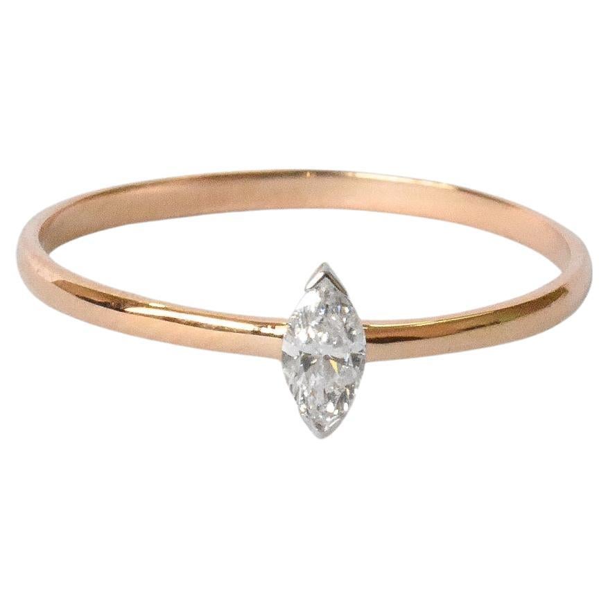 For Sale:  14K Gold Marquise Solitaire Marquise Diamond Engagement Ring