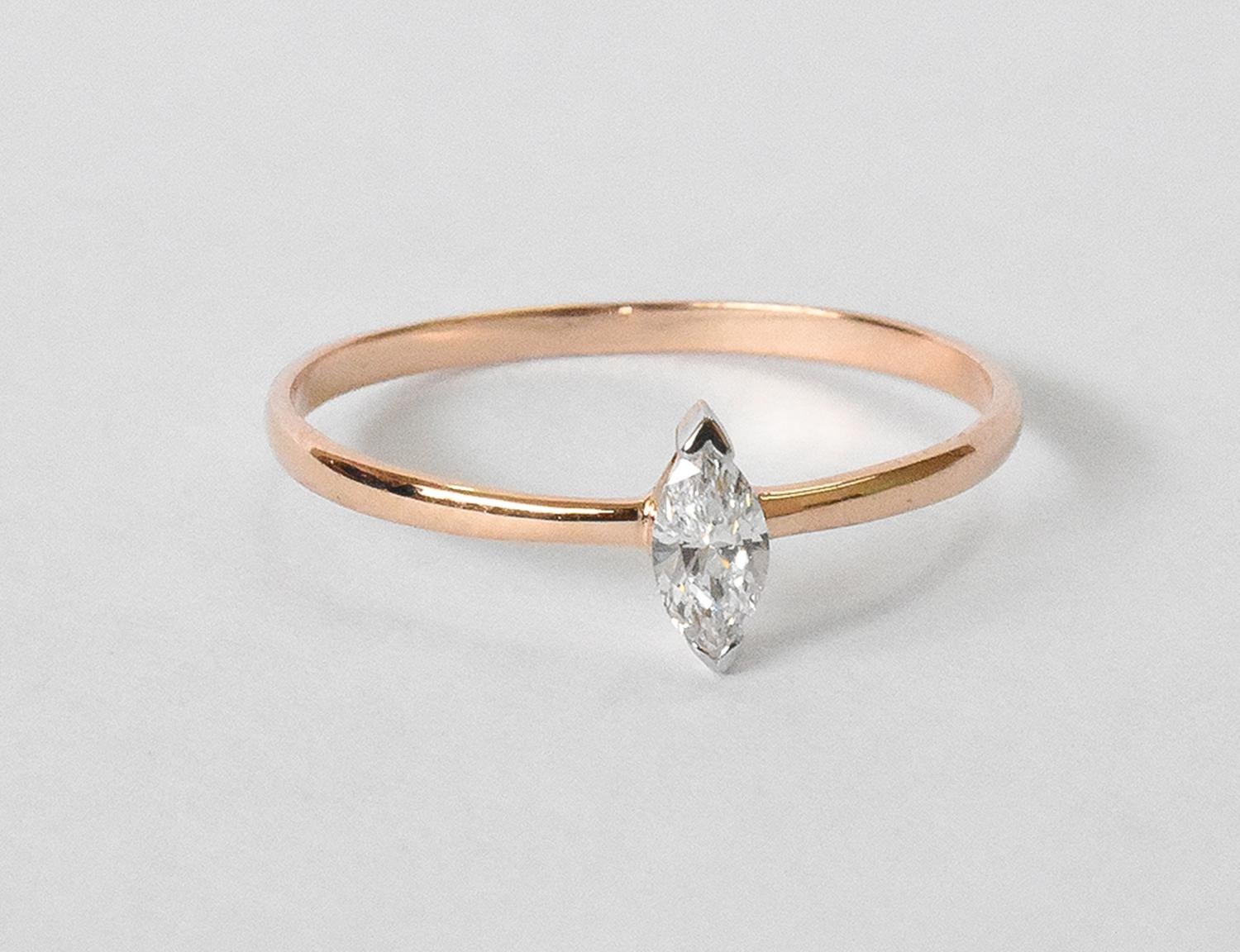 Im Angebot: Verlobungsring aus 14 Karat Gold mit Diamanten im Marquise-Schliff () 2