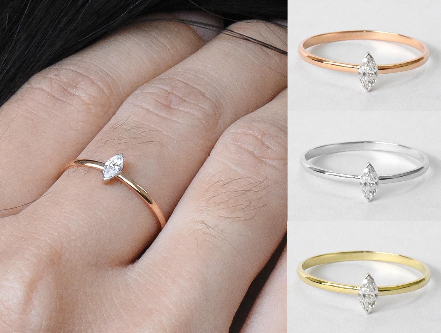 Im Angebot: Verlobungsring aus 14 Karat Gold mit Diamanten im Marquise-Schliff () 6