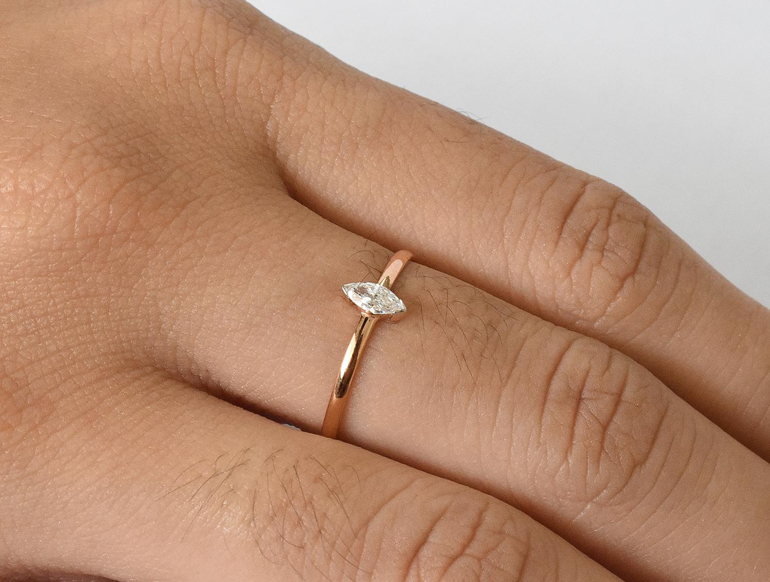 For Sale:  14K Gold Marquise Marquise Cut Diamond Engagement Ring 8