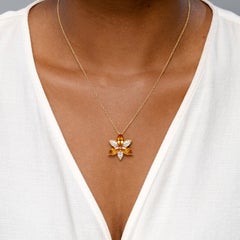 14K Gold Marquise Citrine Diamond Trillium Pendant by Angara, 4.45 CTW