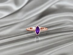 14k Gold Marquise 8x4 mm Marquise Cut Gemstone Ring Birthstone Ring