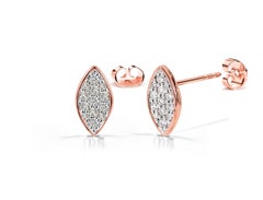 Boucles d'oreilles en or 14k avec diamant en forme de marquise Boucles d'oreilles minimales avec diamant