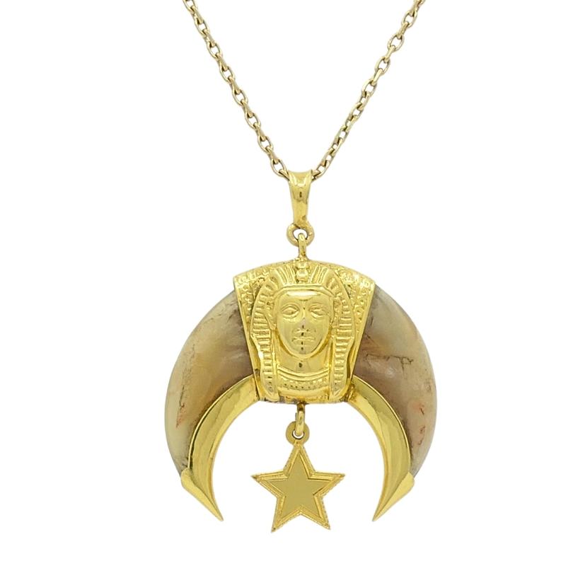 Women's or Men's 14k Gold Masonic Knight Templar Claw Pendant & 18k Gold Chain