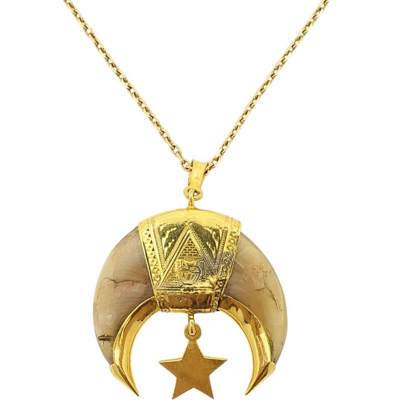 14k Gold Masonic Knight Templar Claw Pendant & 18k Gold Chain 1
