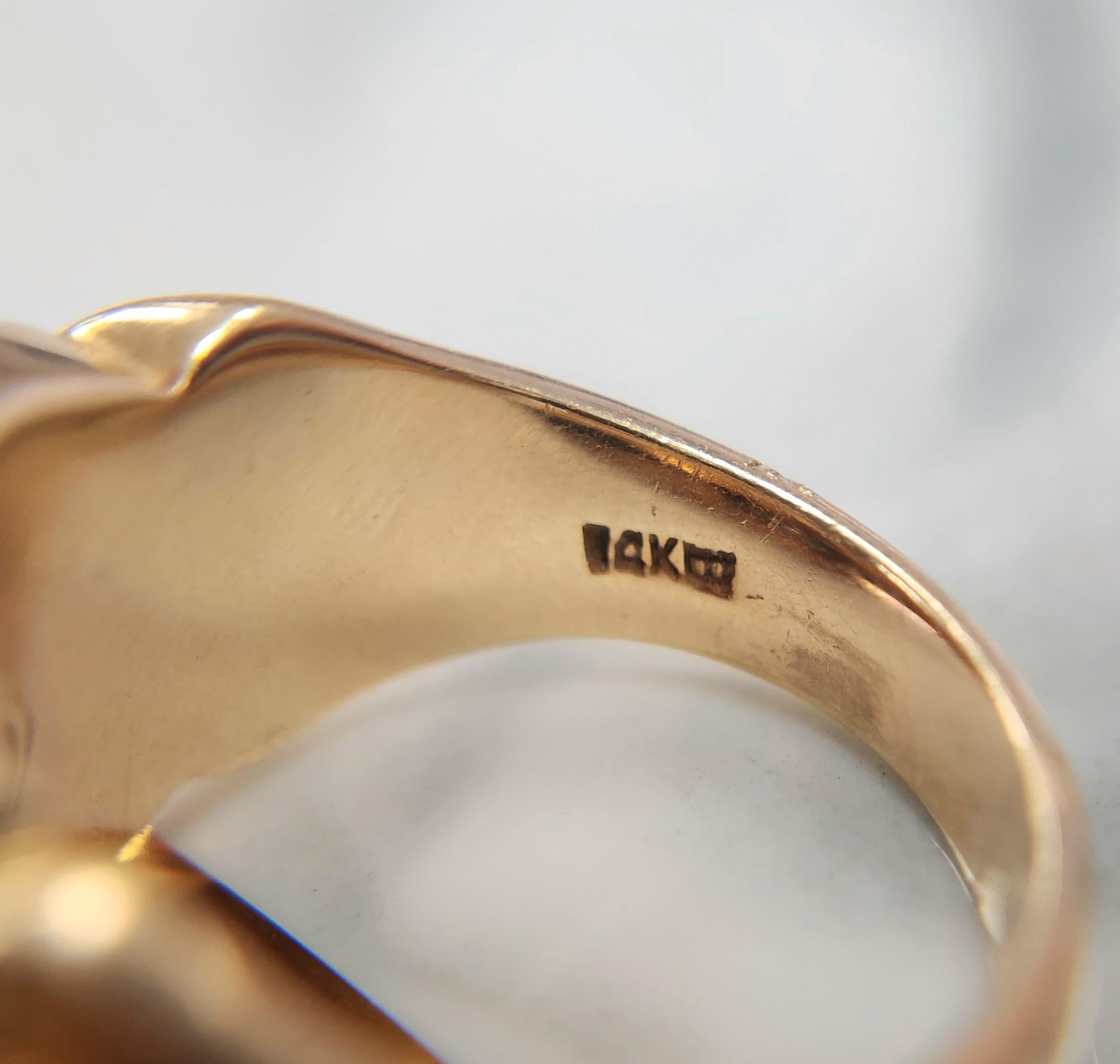 Anello massonico in oro 14K  Testa di aquila doppia  Diamante vecchio taglio europeo da 0,18 carati  Vi in vendita 1