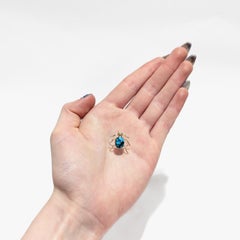 14K Gold & Matrix Türkis Cabochon Figurale Anstecknadel mit Käfer oder Käfer