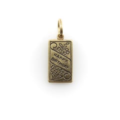 14K Gold Mechanical Enamel Happy Birthday Charm
