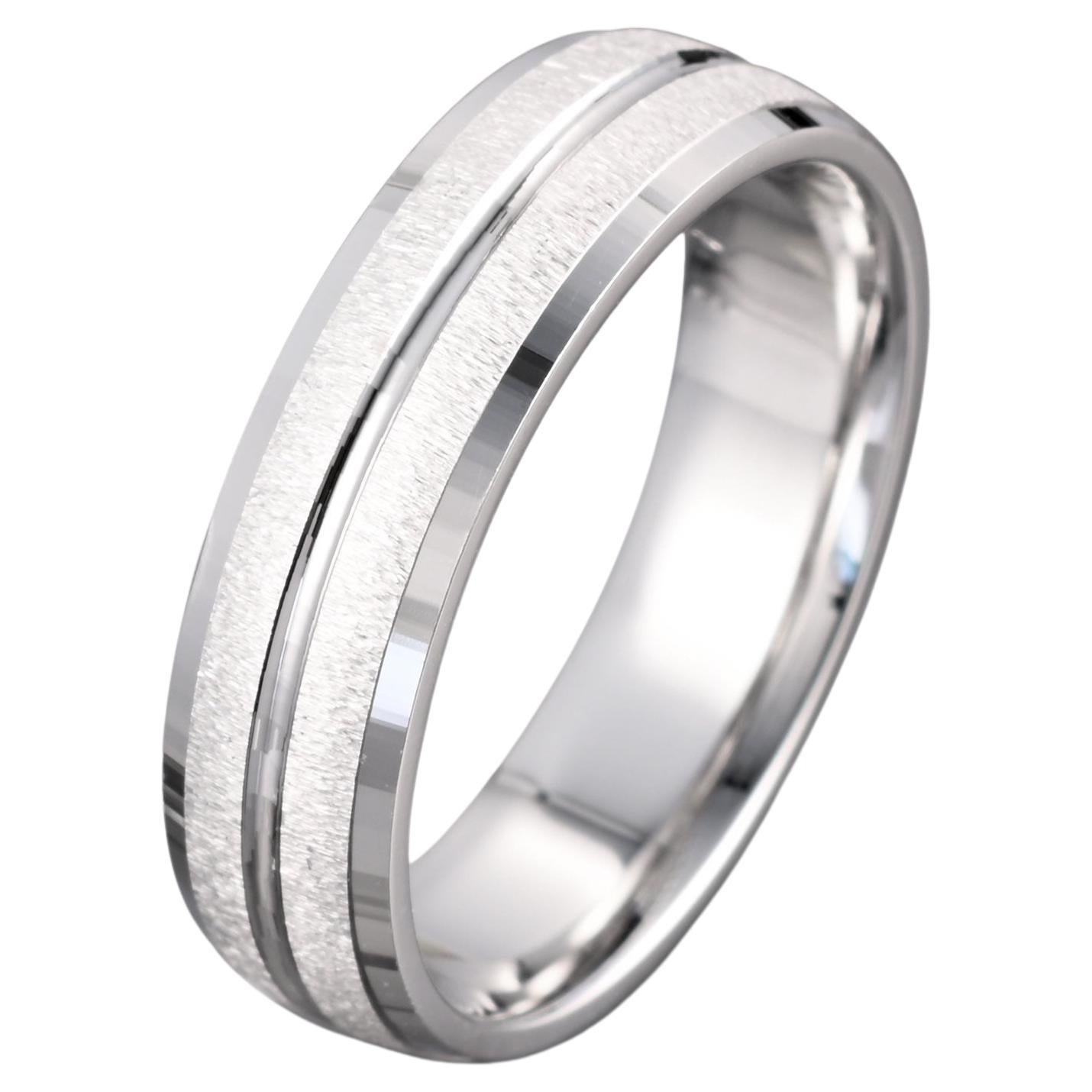 6mm Wedding Band Ring Stainless Steel Half Round Polished Grooved Traditional. 
