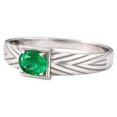 14K Gold Mens Ring with Emerald