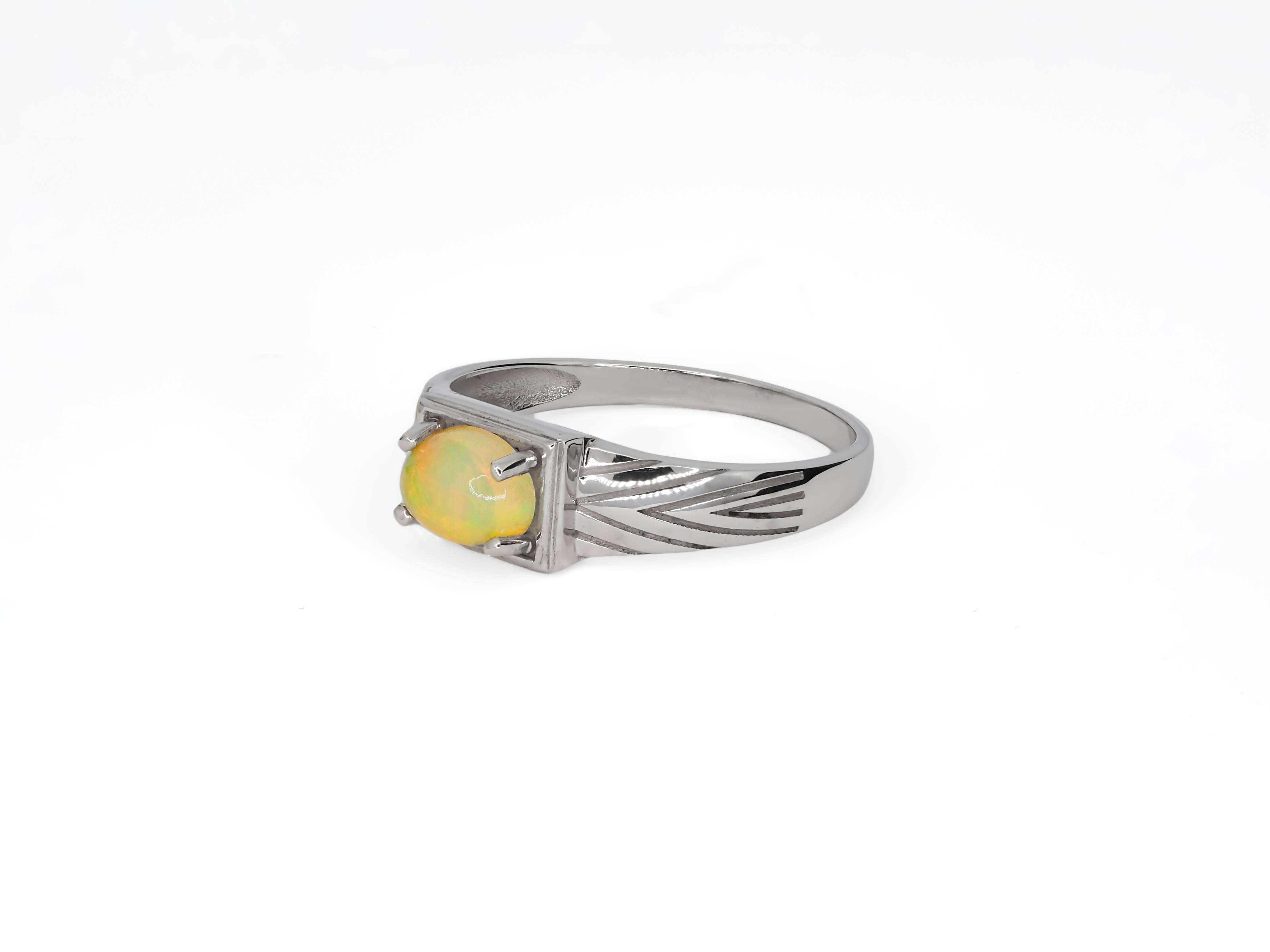 Im Angebot: 14 Karat Gold Herrenring mit Opal, Goldring für Männer mit Opal () 3