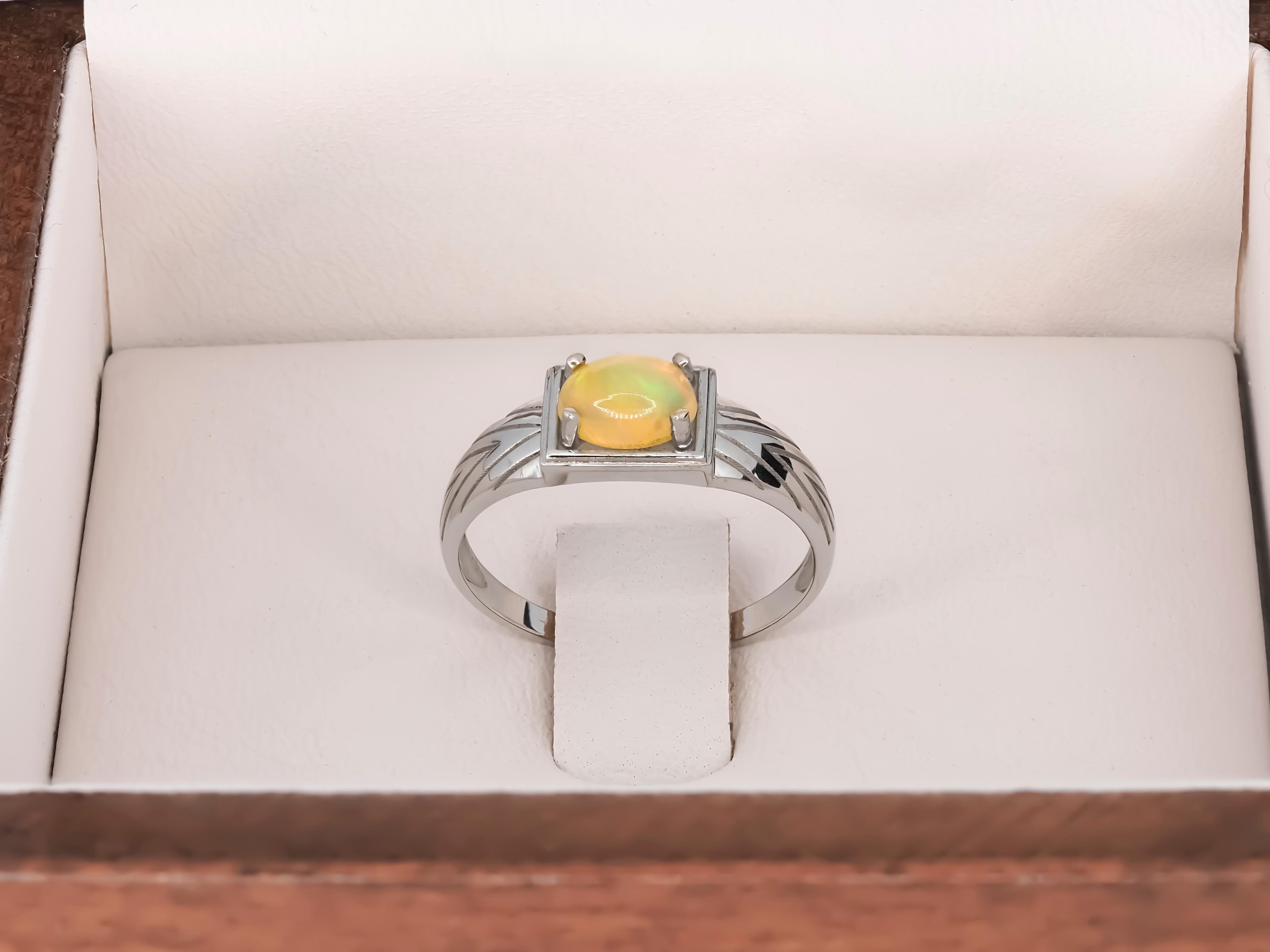 Im Angebot: 14 Karat Gold Herrenring mit Opal, Goldring für Männer mit Opal () 4