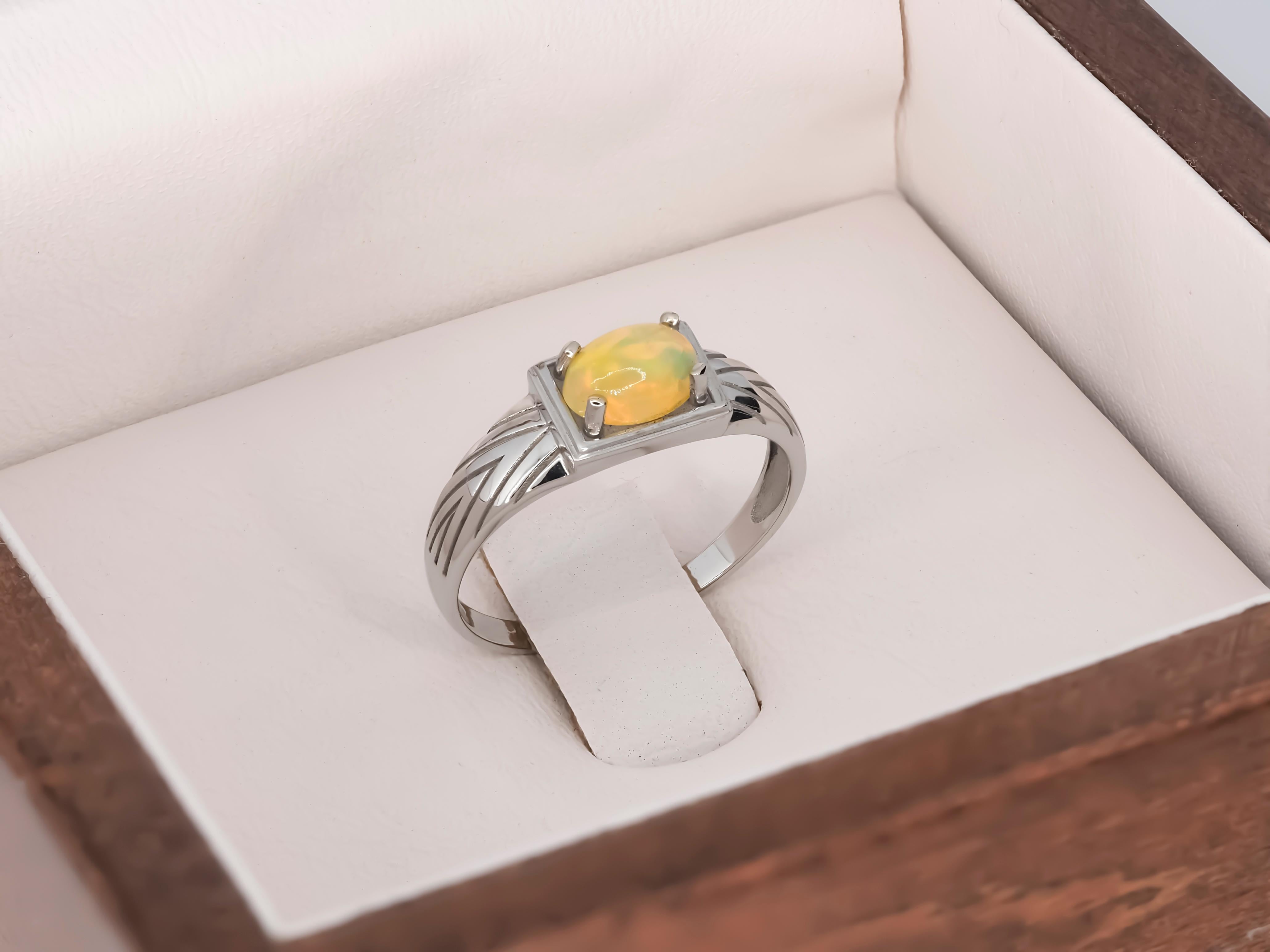 Im Angebot: 14 Karat Gold Herrenring mit Opal, Goldring für Männer mit Opal () 5
