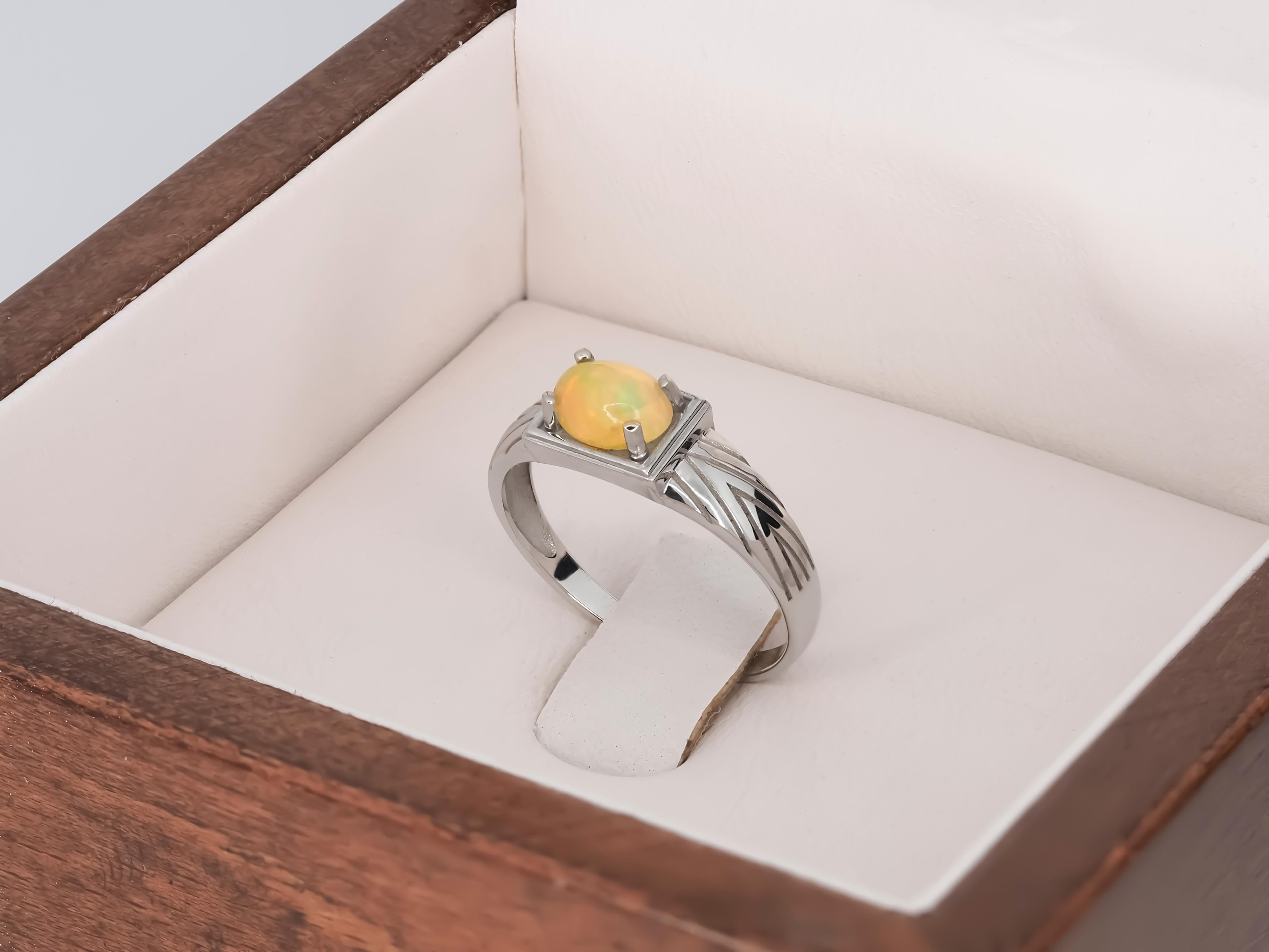 Im Angebot: 14 Karat Gold Herrenring mit Opal, Goldring für Männer mit Opal () 6