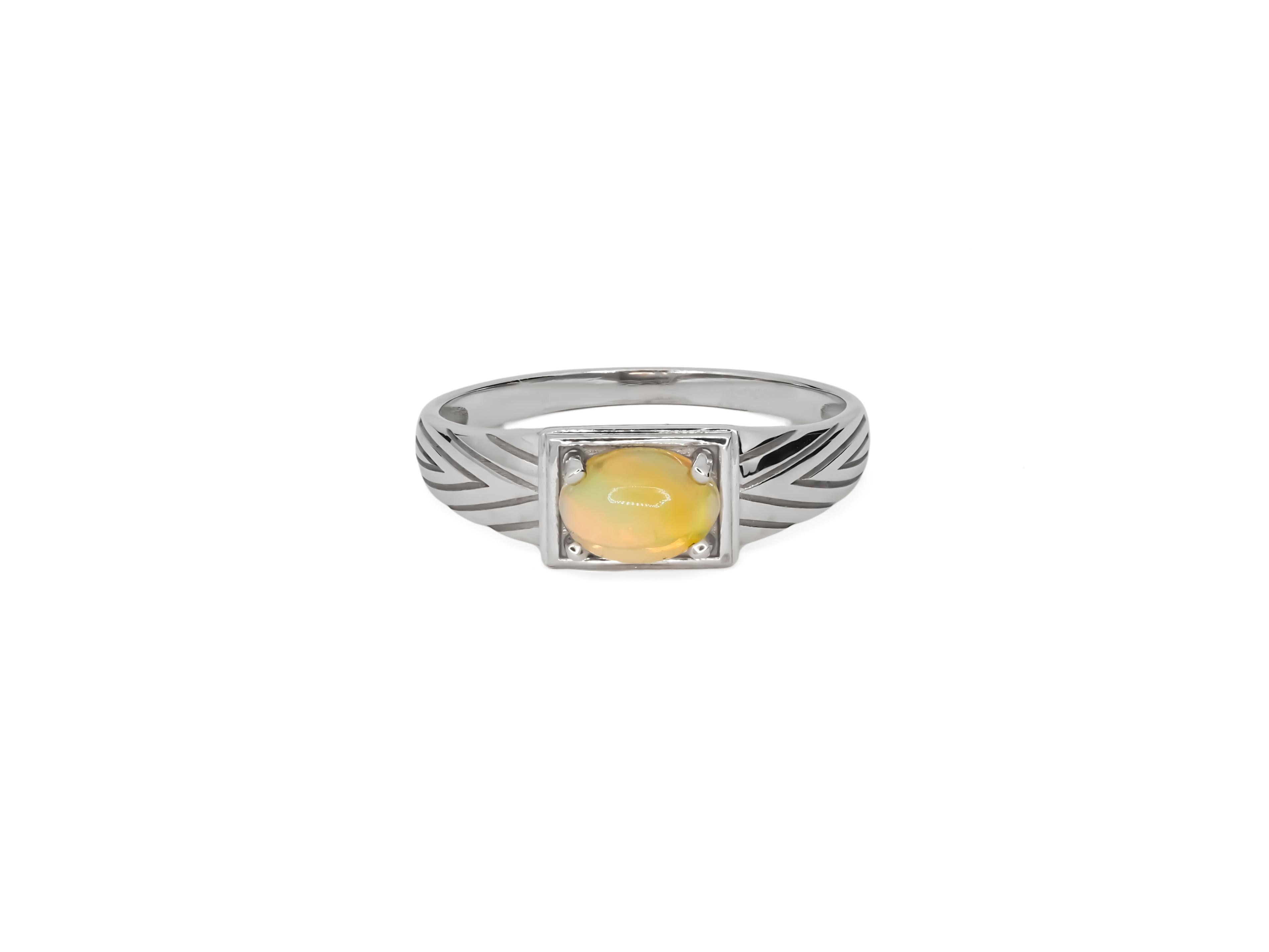 Im Angebot: 14 Karat Gold Herrenring mit Opal, Goldring für Männer mit Opal () 2