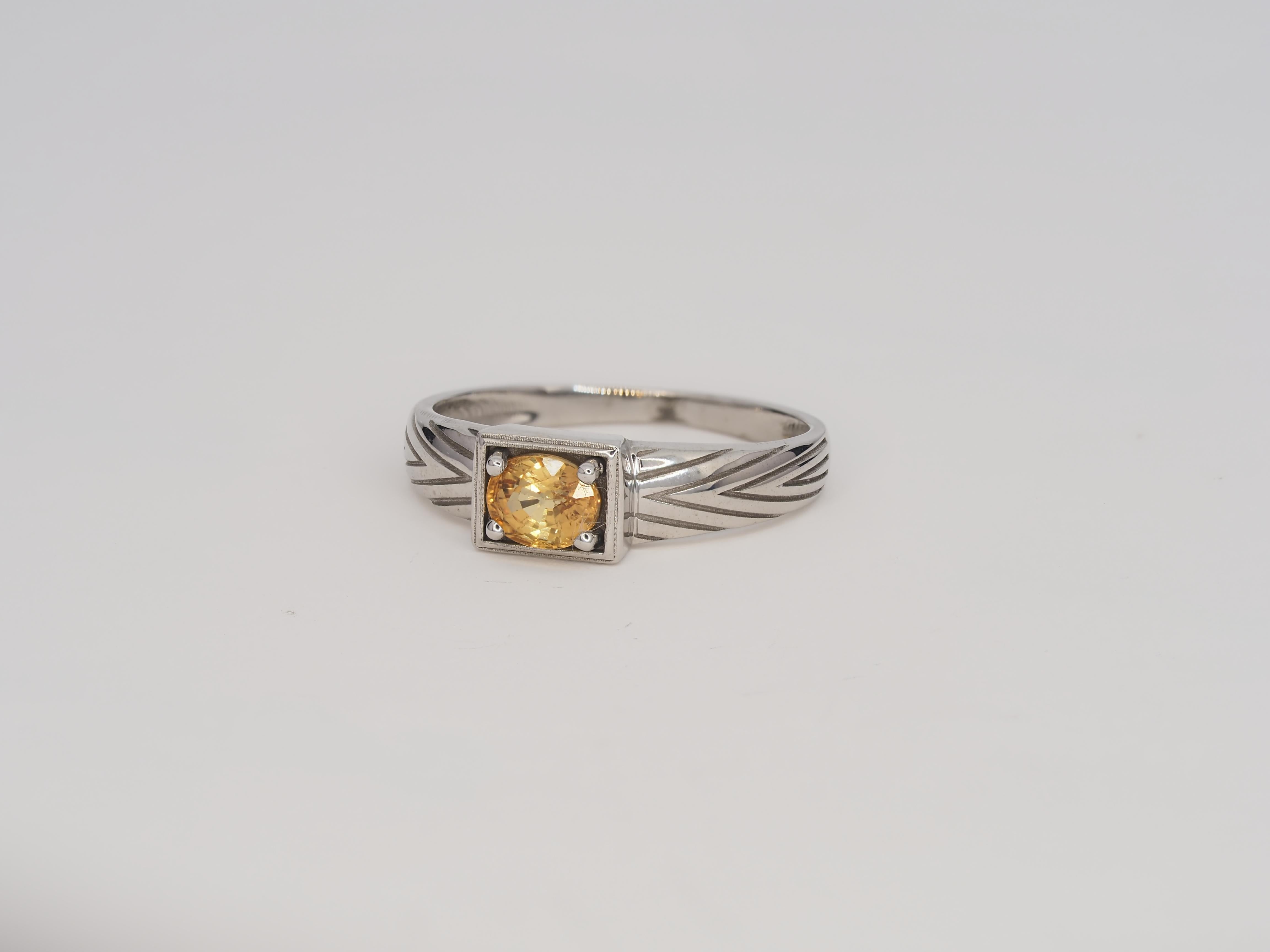 Im Angebot: 14 Karat Gold Herrenring mit Saphir, Goldring für Männer mit Saphir () 8