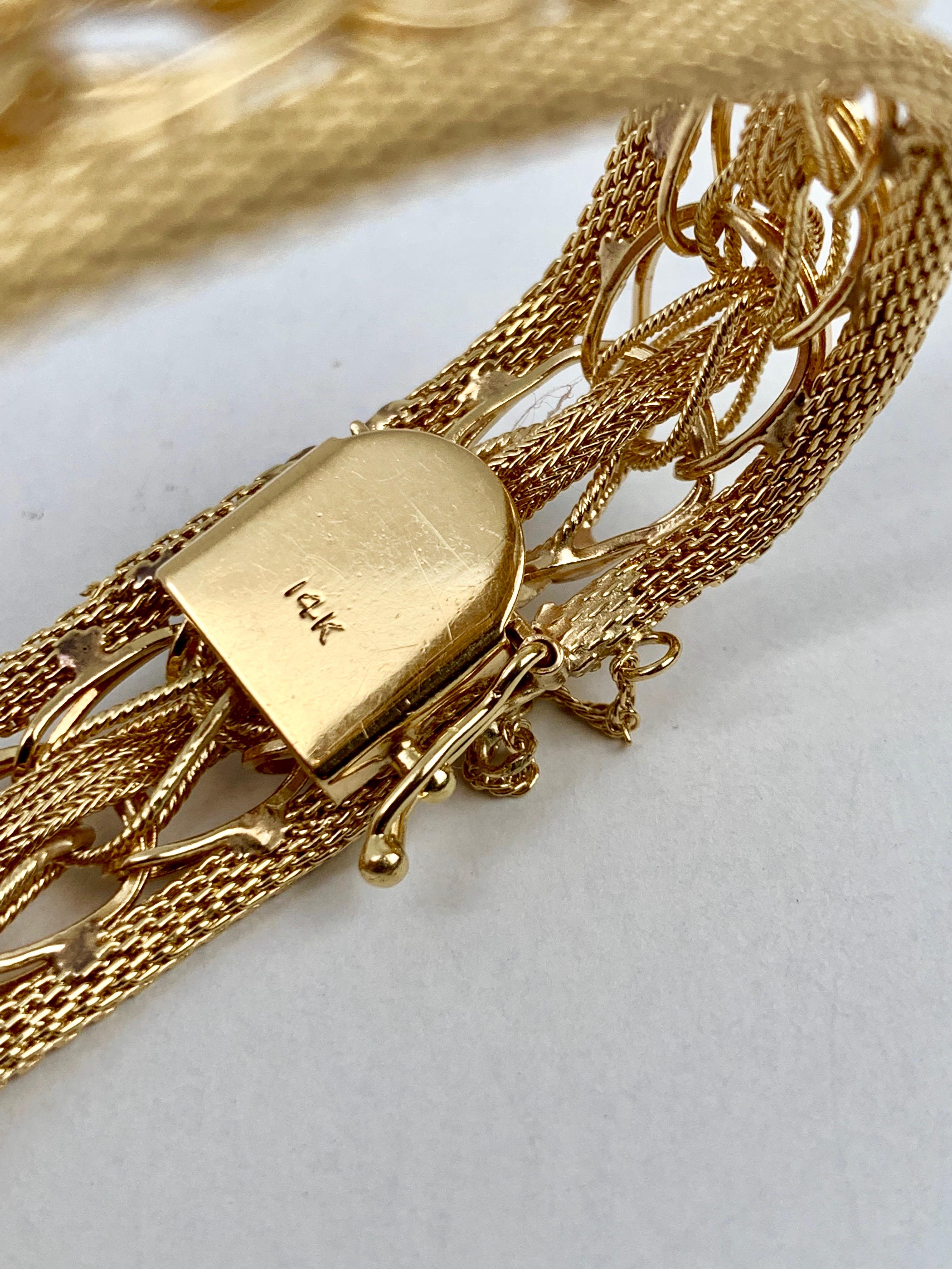  Bracelet en maille d'or jaune massif 14 carats avec chaîne en forme de cœur Pour femmes en vente