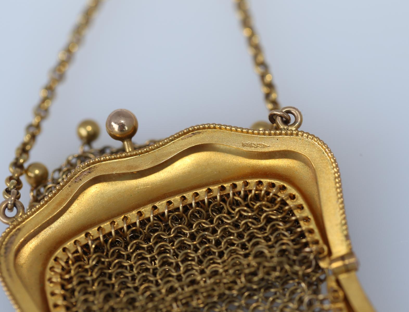 Women's or Men's 14K Gold Mesh Purse Chain, 1895