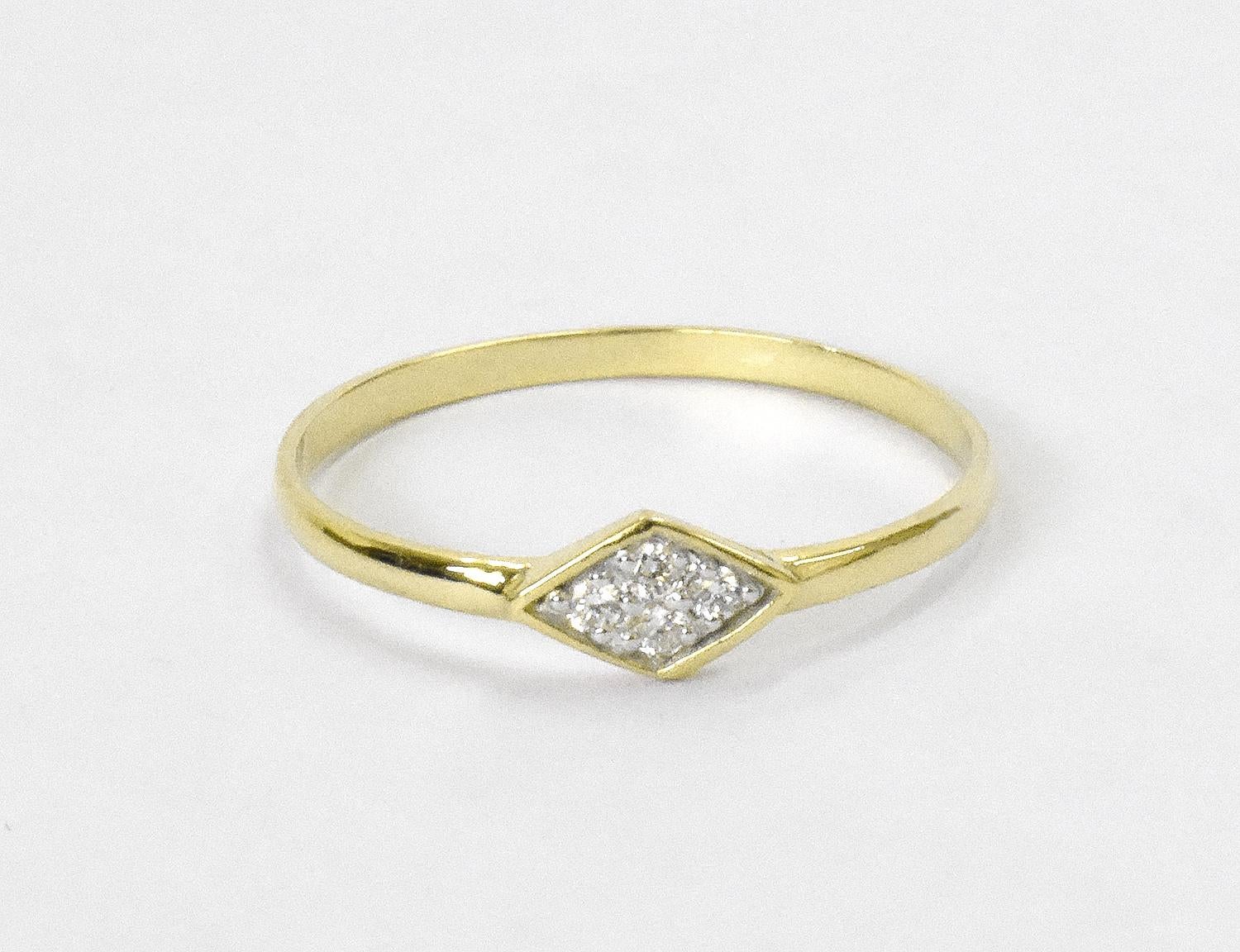 For Sale:  14k Gold Micro Pave Diamond Ring Dainty Diamond Ring Trendy Diamond Ring 3