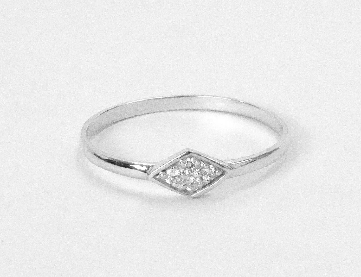 For Sale:  14k Gold Micro Pave Diamond Ring Dainty Diamond Ring Trendy Diamond Ring 4