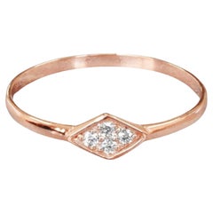 14k Gold Micro Pave Diamond Ring Dainty Diamond Ring Trendy Diamond Ring