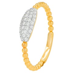 14k Gold Mikro-Pavé-Diamant-Hochzeitsring mit Dainty-Cluster