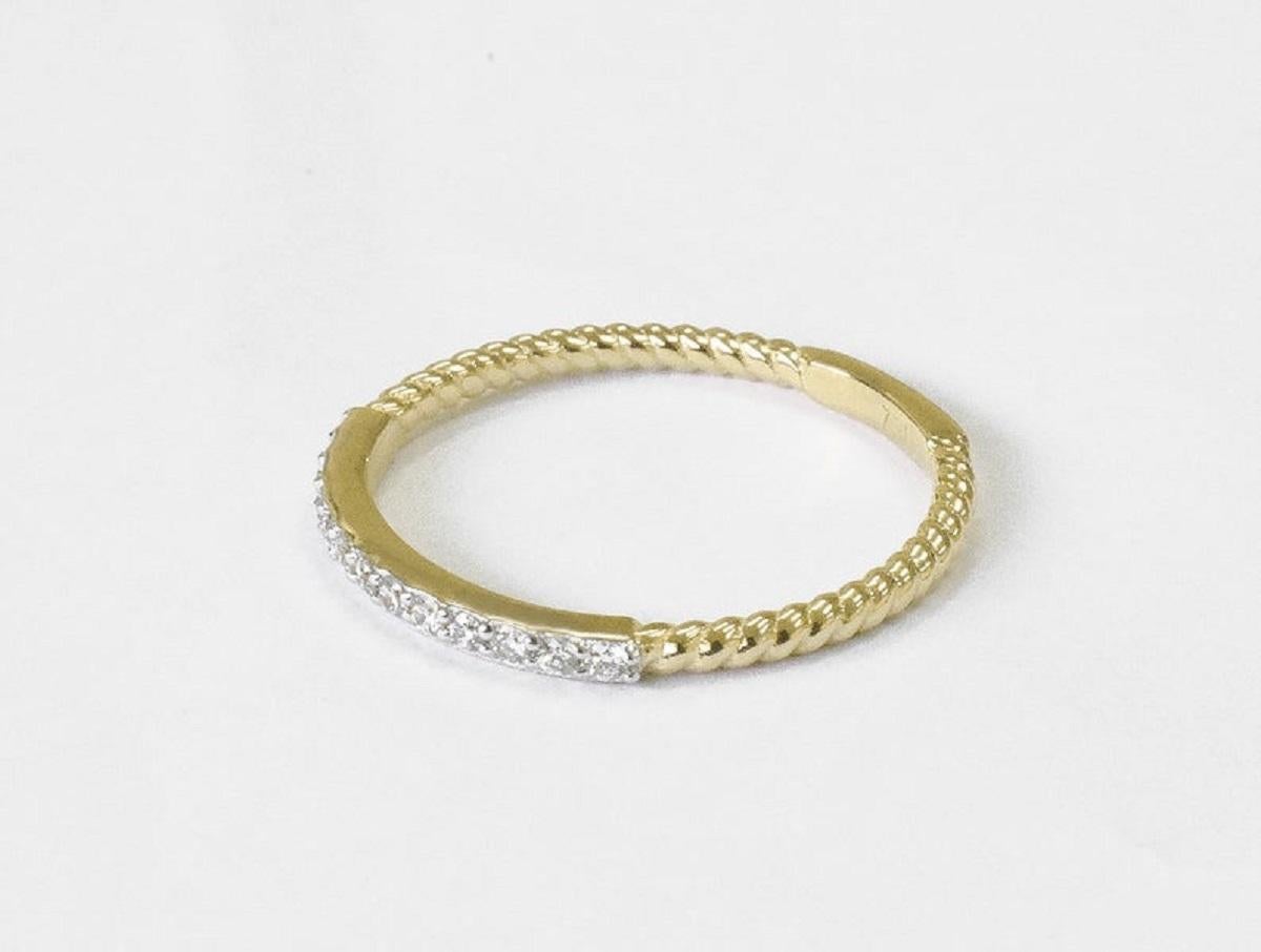 For Sale:  14k Gold Micro Pave Stacking Ring Thin Dainty Diamond Ring 2