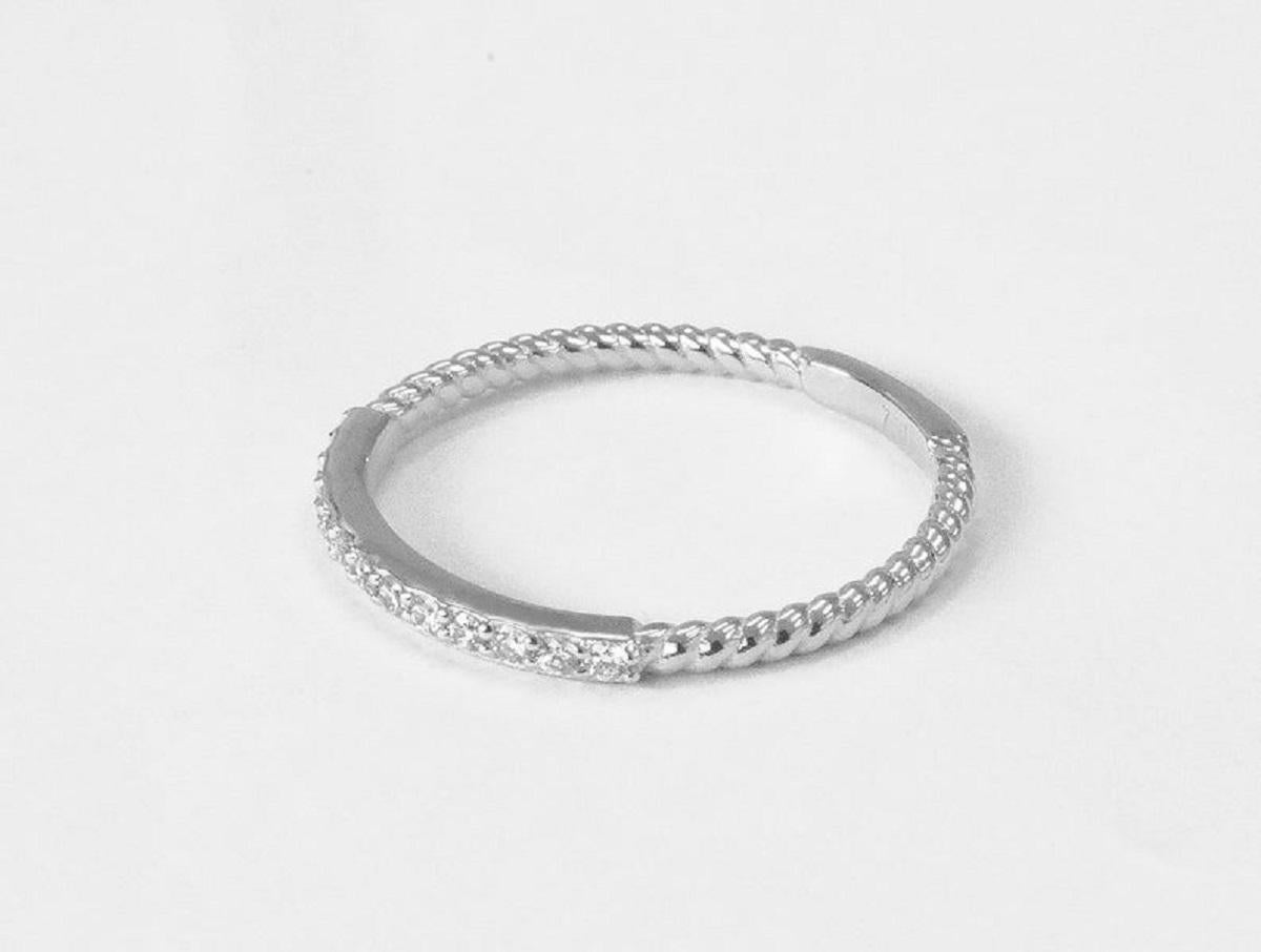 For Sale:  14k Gold Micro Pave Stacking Ring Thin Dainty Diamond Ring 3