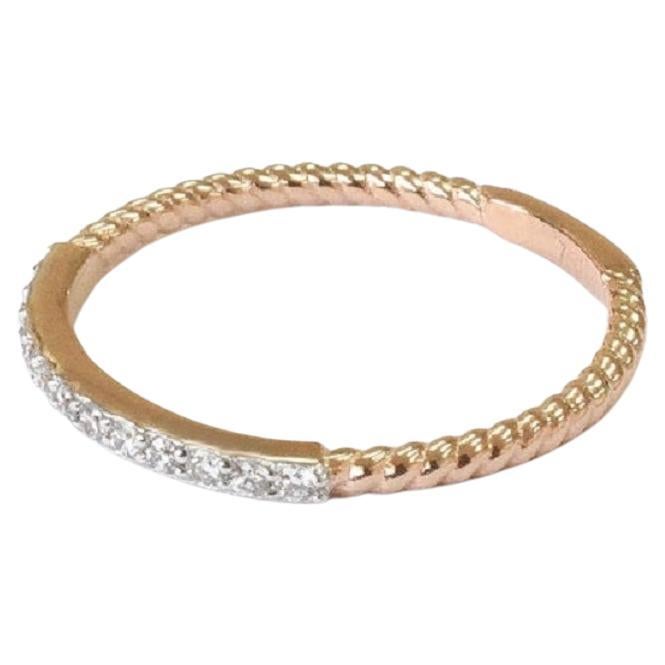 14k Gold Micro Pave Stacking Ring Thin Dainty Diamond Ring