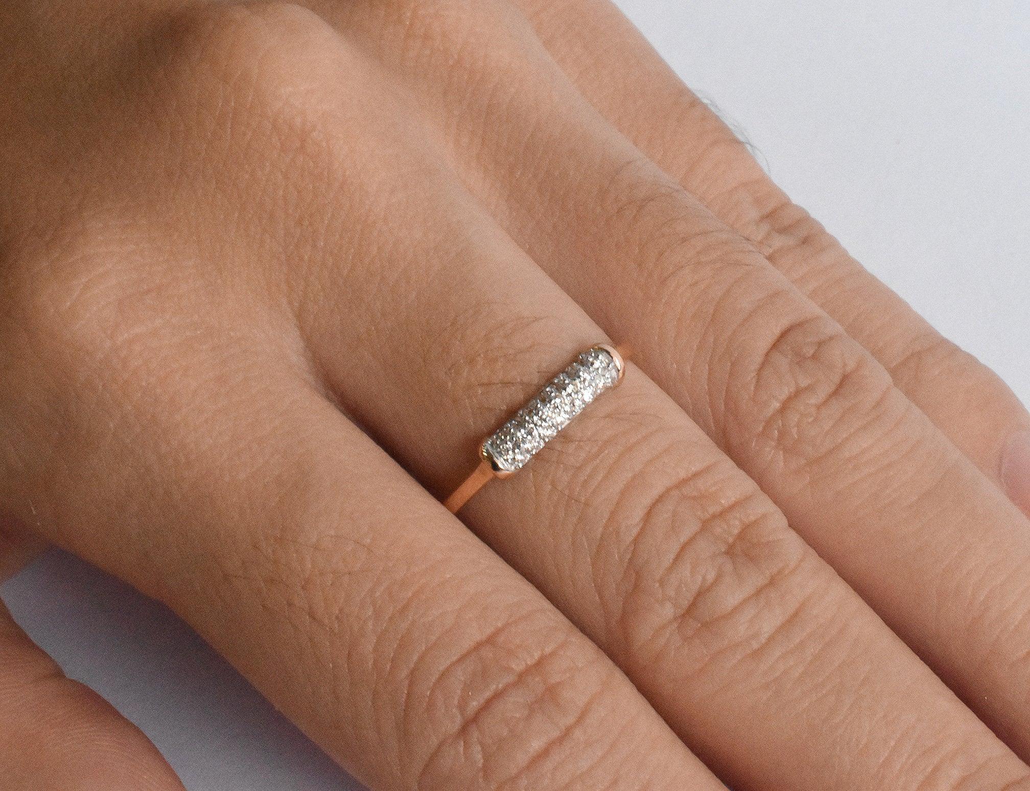 For Sale:  14k Gold Micro Pave Wedding Diamond Ring Half Eternity Diamond Ring 4